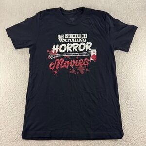 Teevillain T-Shirt Mens Medium Black I'd Rather Be Watching Horror Movies‎ Goth